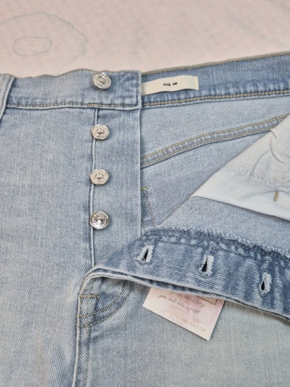 Jessica Simpson Hug Me Jean Shorts Buttercup Size 30 Frayed Button Fly Blue 31 - Picture 7 of 13